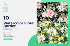 Watercolor Floral Border illustration 10 Set-10 Product Image 1