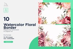 Watercolor Floral Border illustration 10 Set-3 Product Image 1