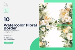 Watercolor Floral Border illustration 10 Set-6 Product Image 1
