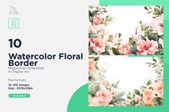 Watercolor Floral Border illustration 10 Set-8 Product Image 1
