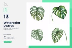 Swiss Cheese, ZZ Plant Leaves Watercolor Product Image 1