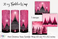Pink Christmas Trees Tumbler Wrap Design | Pink Tumbler PNG Product Image 1