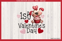 1st Valentine's Day Cute Puppy Sublimation Png Printable Product Image 2