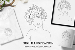 Girl With Flowers SVG / Girl With Flower Head Clipart Image Product Image 1