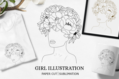 Girl With Flowers SVG / Girl With Flower Head Clipart Image Product Image 1