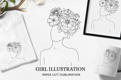 Girl With Flowers SVG / Girl With Flower Head Clipart Image Product Image 1