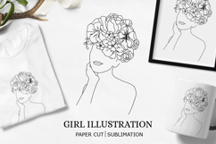 Girl With Flowers SVG / Girl With Flower Head Clipart Image Product Image 1