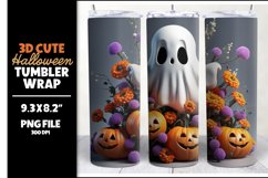 3D Cute Halloween Tumbler Sublimation Wrap Design Product Image 1