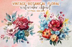 Vintage Botanical Floral Watercolor Clipart Product Image 2