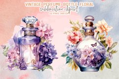 Vintage Perfume Bottles Floral Sublimation Clipart Product Image 2