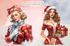 Vintage Pin-Up Christmas Girl Sublimation Clipart Product Image 2