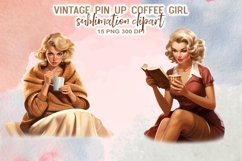 Vintage Pin-Up Coffee Girl Sublimation Clipart Product Image 2