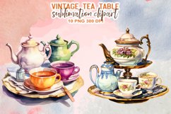 Vintage Tea Table Sublimation Clipart Product Image 2