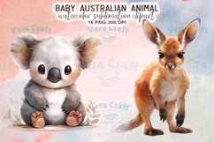 Baby Australian Animal Watercolor Sublimation Clipart Product Image 2
