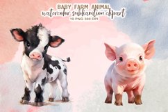 Watercolor Baby Farm Animals Sublimation Clipart Product Image 2