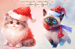 Watercolor Christmas Cat Sublimation Clipart Product Image 2