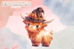 Watercolor Halloween Highland Cow Sublimation Clipart Product Image 2