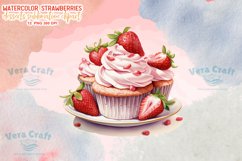 Watercolor Strawberries Desserts Sublimation Clipart Product Image 2