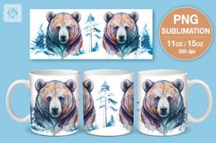 Wild Bear PNG sublimation. 11 &amp; 15 oz mug wrap Product Image 1