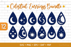 12 Teardrop Celestial Earrings SVG Bundle, Jewelry Template Product Image 1