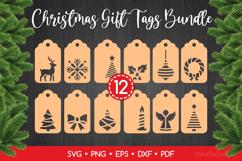 12 Christmas Gift Tags SVG Bundle, Papercut Tag Templates Product Image 1