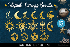 15 Celectial Earrings SVG Bundle, Astrology Jewelry Template Product Image 1