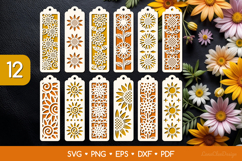 Sunflowers Bookmarks SVG Bundle, Sunflower Papercut Template Product Image 1
