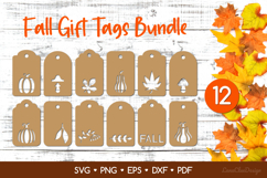 12 Autumn Gift Tags SVG Bundle, Fall Tag Papercut Product Image 1