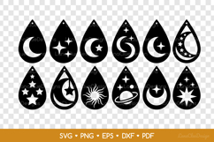 12 Teardrop Celestial Earrings SVG Bundle, Jewelry Template Product Image 2