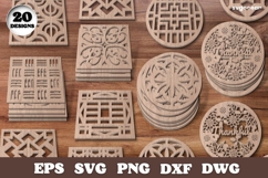 Wooden Coasters Laser Cut Megabundle | Glowforge | SVG Product Image 3