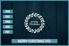 Merry Christmas Floral Wreath SVG, Christmas wreath svg Product Image 1