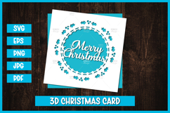 Merry Christmas Greeting Paper Cut Card I Christmas Card SVG Product Image 1