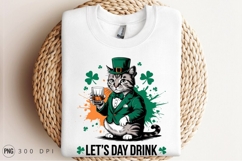 St Patricks Day Cat With Whiskey Sublimation PNG Product Image 3