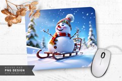 Snowman on Sled Through Winter Snowstorm Mouse PNG Design Product Image 1