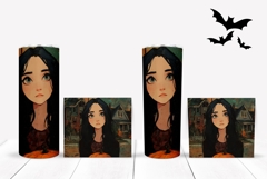 Spooky Halloween Tumbler, Cartoon Halloween Girl PNG Product Image 2