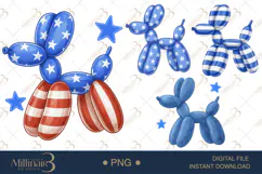Fourth of July Balloon Dog Clipart PNG| Independence Day 4th Product Image 1