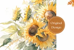 Sunflower Tumbler Design, Watercolor Flowers Tumbler Designs Product Image 2