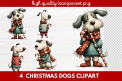 4 Christmas Dogs Clipart | Cute Holiday Puppy PNG Illustrati Product Image 1