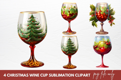 Christmas Wine Cup Sublimation Clipart Product Image 1