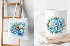 Watercolor Christmas Snowflakes 2 PNG sublimation Product Image 3