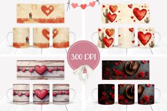 Love Hearts Mug Design, Cowboy Mug Sublimation Designs Product Image 2