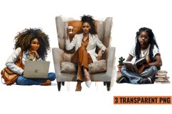 Watercolor Black Women Clipart, PNG Product Image 1