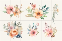 Watercolor Flower Clipart, Decorative Floral Ornament Product Image 2