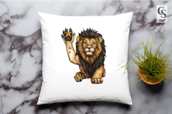 Cute Lion With Paw Watercolor Clipart Sublimation PNG Product Image 3