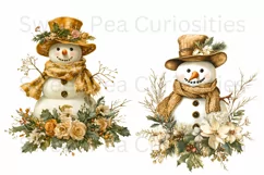 Christmas, Snowman, Gold, Ephemera, PNG, watercolor, Clipart Product Image 2