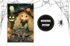 Kawaii Witch Garden Flag Design, Halloween Garden Flag Product Image 2