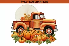 Digital Download Pumpkin Truck PNG Product Image 1