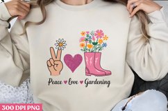 Peace, love &amp; gardening PNG, Gardening Sublimation PNG Product Image 3