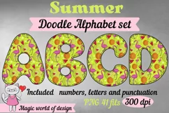 Doodle summer Flamingo Alphabet Numbers png, sublimation Product Image 1