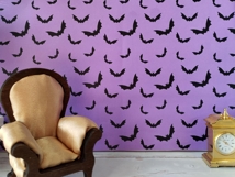 Dollhouse wallpaper Halloween style with bat digital downloa Product Image 2